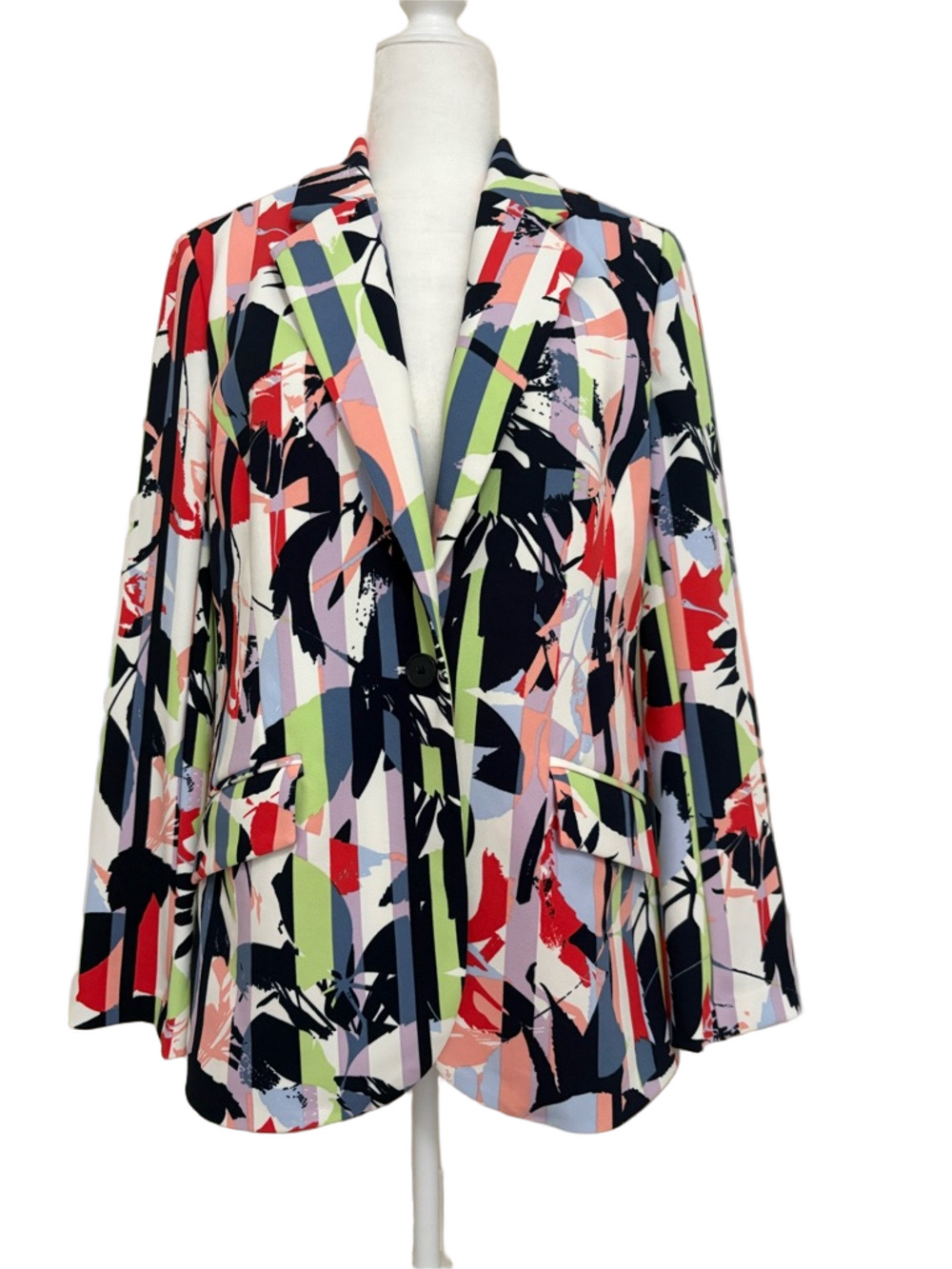 DG2 Abstract Multi-Color Blazer Jacket - One Button Two Pockets Lined NWT